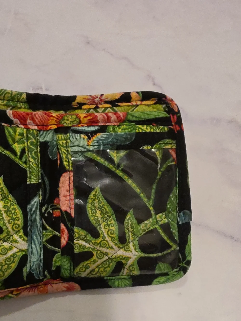 Vera Bradley Floral Pattern Fold  Women's Wallet - Black & Green - Picture 6 of 7